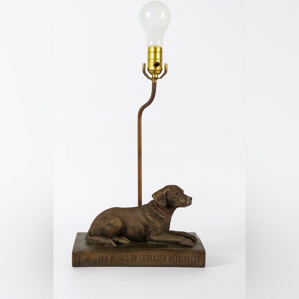 Vintage Big Sky Carvers Bronze Labrador Retriever Dog Lamp Book Base Rare